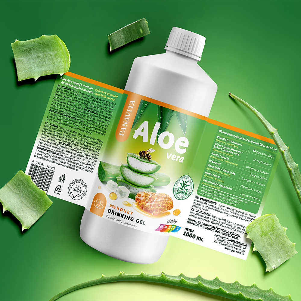Aloe Vera gel k pití s medem 3 Aloe Vera gél s medom