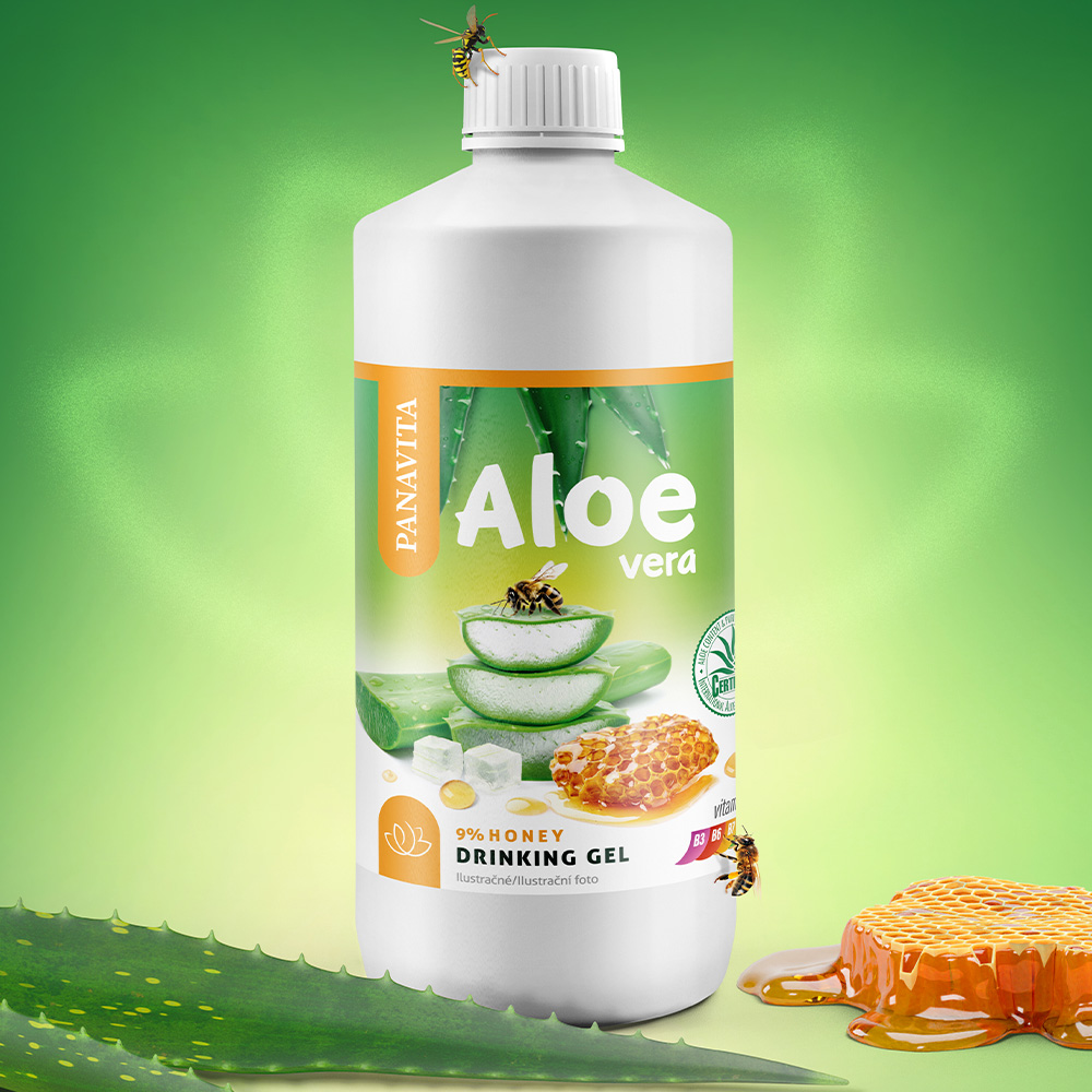 Aloe Vera gel k pití s medem 4 Aloe Vera gél s medom